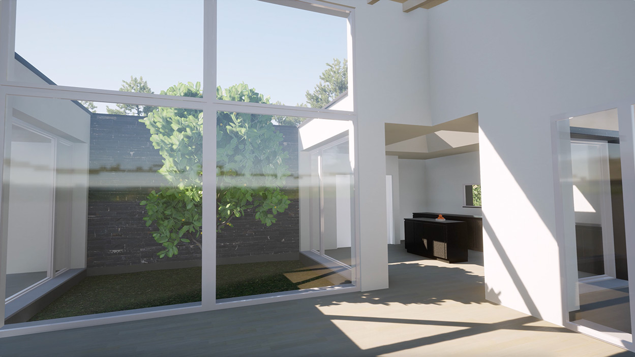 Casa in legno Angera Varese rendering vetrate luce